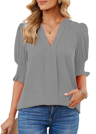 V-neck Half Sleeve Shirt For Women - MimiStylez