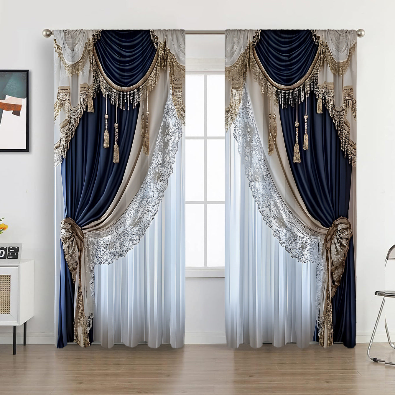 2PCS European Curtain Curtain Christmas Series Curtain Factory 3D Digital Printing Cross-border Amazon Curtain