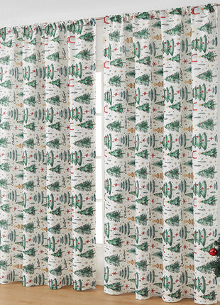 1PC Christmas Curtain Printed Shading Cloth Beautifying Curtain
