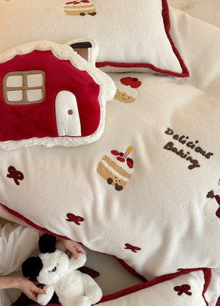 Christmas Thickened Cashmere Four-piece Duvet Set