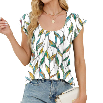 Printed Round Neck Stripes Loose Short Sleeve - MimiStylez
