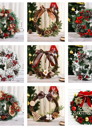 Christmas Wreath Cross-border Hot Holiday Decoration Shopping Mall Hotel 30cm Christmas Wreath Pendant Manufacturers Straight Hair