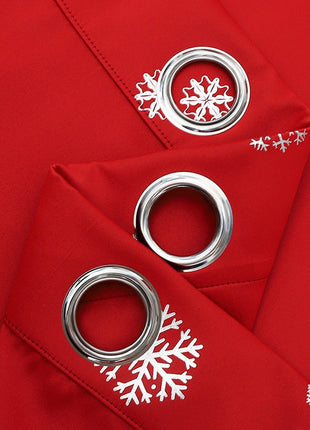 Christmas Snowflake Export Punch-Free Finished Product Classy Accessible Luxury Short Curtains Fully Blackout Polyester Cloth Cross-Border Ins