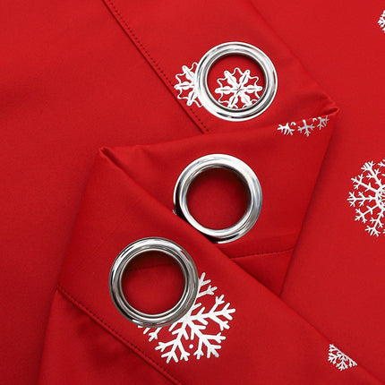 Christmas Snowflake Export Punch-Free Finished Product Classy Accessible Luxury Short Curtains Fully Blackout Polyester Cloth Cross-Border Ins