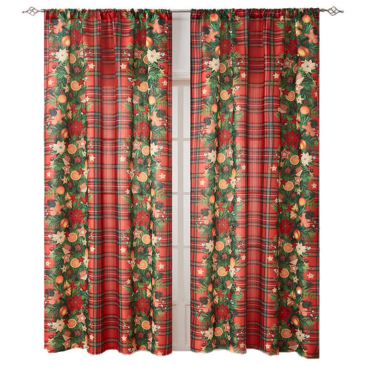 1PC Christmas Curtain Printed Shading Cloth Beautifying Curtain