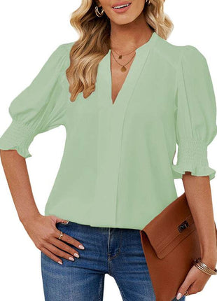 V-neck Half Sleeve Shirt For Women - MimiStylez
