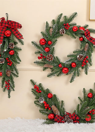 Christmas 3 PC Set - Garland, Wreath, Swag Wall Hanging Christmas Decoration Set