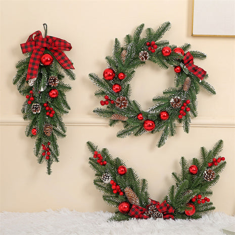 Christmas 3 PC Set - Garland, Wreath, Swag Wall Hanging Christmas Decoration Set