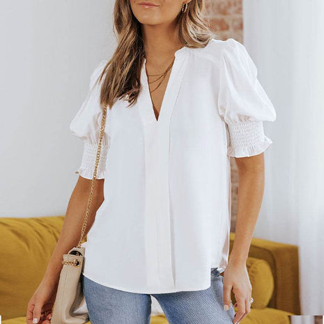 V-neck Half Sleeve Shirt For Women - MimiStylez