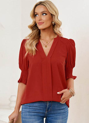 V-neck Half Sleeve Shirt For Women - MimiStylez