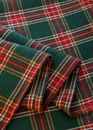 Christmas Classic Plaid Fur Ball Curtain - Christmas Decorative Curtain