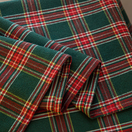 Christmas Classic Plaid Fur Ball Curtain - Christmas Decorative Curtain