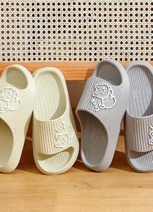 Cute Cartoon Kitten Women's Summer Slippers Indoor Bathroom Cloudy Soft Sole Non-slip Leisure Comfort Couple Home Shoes - MimiStylez