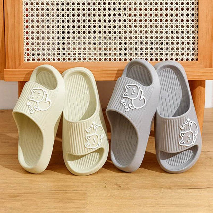 Cute Cartoon Kitten Women's Summer Slippers Indoor Bathroom Cloudy Soft Sole Non-slip Leisure Comfort Couple Home Shoes - MimiStylez