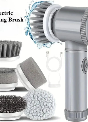 Electric Spin Scrubber, Bathroom Cordless Cleaning Brush Power Scrubber with 5 Replaceable Brush Heads, Electric Cleaning Brush