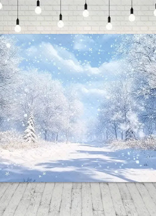 Snow Scene White Forest Art Style Backdrop Background Winter Christmas Backdrop
