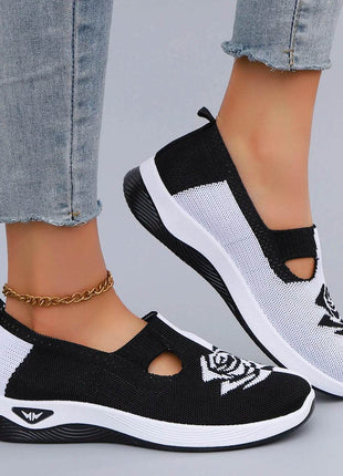 Women's Summer Breathable Mesh Flat Shoes, Women's Shoes, Casual Sneakers Shoes Black and white - MimiStylez