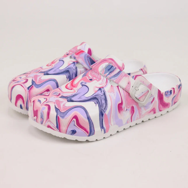 Women's Printed Garden Clogs, Summer Outdoor Sandals, Waterproof Slippers,Adjustable Slides For All Season Wear