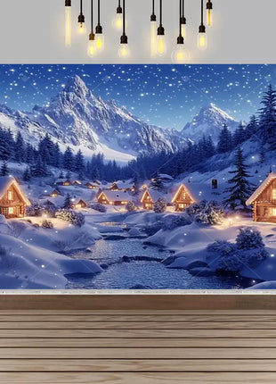 Winter wonderland winter snow village Backdrop Christmas Backdrop