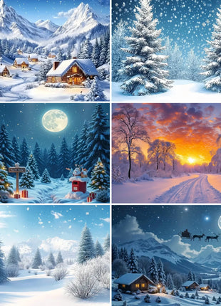 Winter wonderland winter snow village Backdrop Christmas Backdrop
