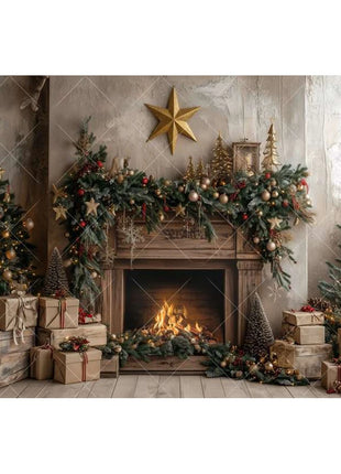 Christmas Background Xmas Tree Garland Fireplace Christmas Backdrops