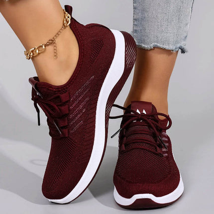 Women's Casual Lace up Comfortable, Breathable, Lightweight and Wear-Resistant Sports Shoes - MimiStylez