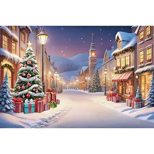 Christmas Trees Custom Backdrop Gift Cabins Yards Backgrounds For Decoration