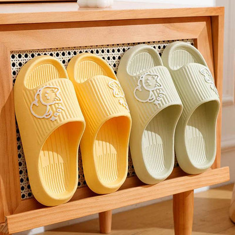 Cute Cartoon Kitten Women's Summer Slippers Indoor Bathroom Cloudy Soft Sole Non-slip Leisure Comfort Couple Home Shoes - MimiStylez