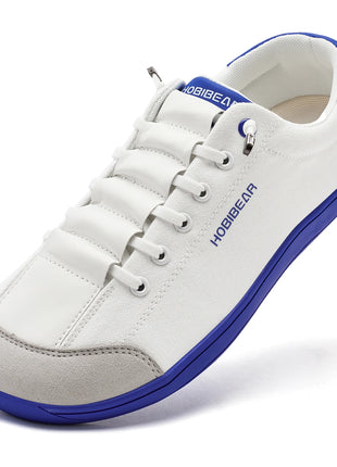 HOBIBEAR Wide Toe Barefoot Shoes for Unisex Minimalist Artificial Leather Sneakers Lightweight Adjustable Slip On Walking Shoes