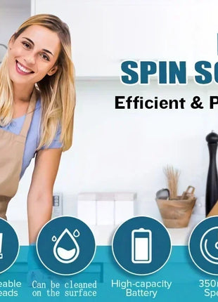 Electric Spin Scrubber, Bathroom Cordless Cleaning Brush Power Scrubber with 5 Replaceable Brush Heads, Electric Cleaning Brush