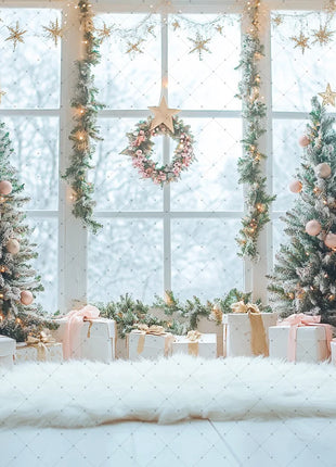 Backdrop Christmas Trees Stars