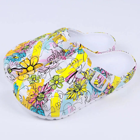 Women's Printed Garden Clogs, Summer Outdoor Sandals, Waterproof Slippers,Adjustable Slides For All Season Wear