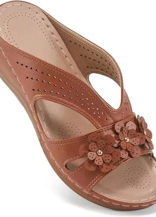 Women's Slippers Casual Flower Hollow Wedge Shoes Non-slip Sandals