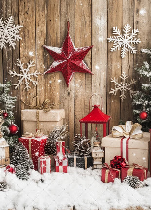 Gold Christmas Background - Glitter Xmas Tree Wreath Wooden Backdrop