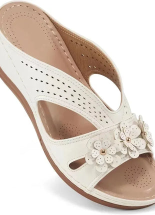 Women's Slippers Casual Flower Hollow Wedge Shoes Non-slip Sandals