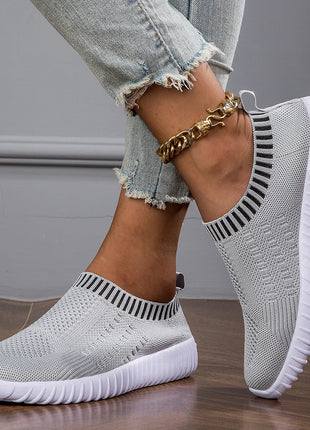 Women's Breathable Knit Sneakers, Casual Lace Up Outdoor Shoes, Lightweight Mesh Low Top Shoes