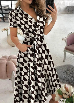 Rainbow Striped Print Summer Dress Women Button Up Short Sleeve Casual Vintage Shirt Long Dress Ladies Elegant Maxi Dresses - MimiStylez