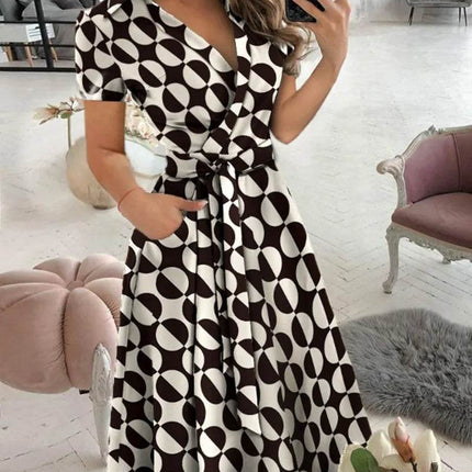Rainbow Striped Print Summer Dress Women Button Up Short Sleeve Casual Vintage Shirt Long Dress Ladies Elegant Maxi Dresses - MimiStylez