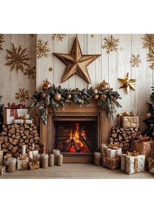 Christmas Background Xmas Tree Garland Fireplace Christmas Backdrops