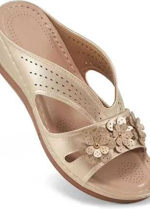 Women's Slippers Casual Flower Hollow Wedge Shoes Non-slip Sandals