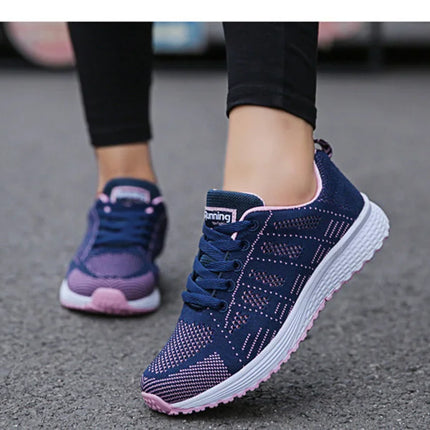 Zapatos casuales de mujer, zapatos planos de malla transpirables a la moda para caminar, zapatillas de deporte para mujer, zapatos de gimnasio, calzado femenino