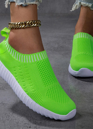 Women's Breathable Knit Sneakers, Casual Lace Up Outdoor Shoes, Lightweight Mesh Low Top Shoes