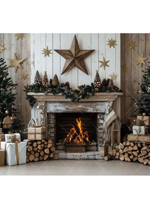 Christmas Background Xmas Tree Garland Fireplace Christmas Backdrops