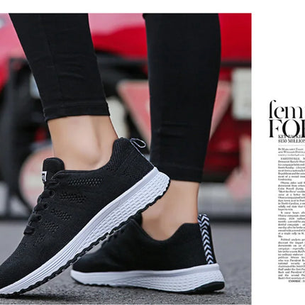 Zapatos casuales de mujer, zapatos planos de malla transpirables a la moda para caminar, zapatillas de deporte para mujer, zapatos de gimnasio, calzado femenino