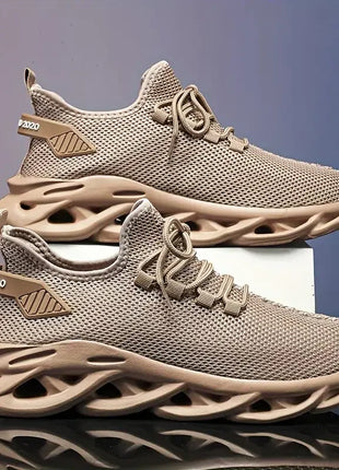 Men Sports Running Black Jogging Shoes Casual Sneakers Brown Outdoor Breathable Mesh Women Light Shock-absorption