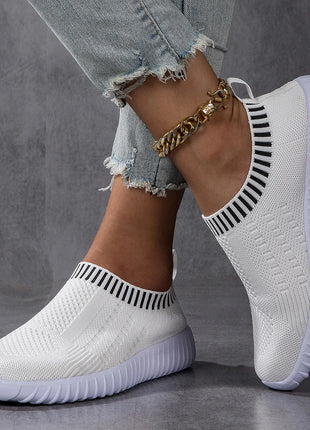 Women's Breathable Knit Sneakers, Casual Lace Up Outdoor Shoes, Lightweight Mesh Low Top Shoes