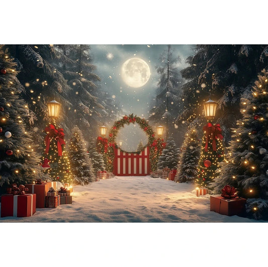 Christmas Backdrop Winter Window Xmas Tree Snowy Christmas Background