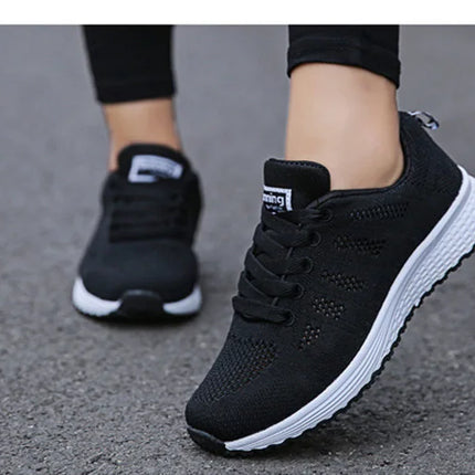 Zapatos casuales de mujer, zapatos planos de malla transpirables a la moda para caminar, zapatillas de deporte para mujer, zapatos de gimnasio, calzado femenino