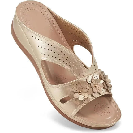 Women's Slippers Casual Flower Hollow Wedge Shoes Non-slip Sandals