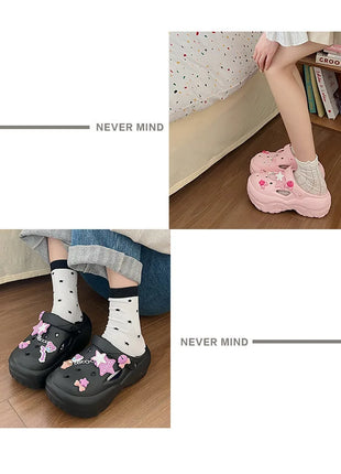 Women's Summer Beach Clogs with Adorable Cartoon Accents, Breathable Hollow Out Design, Lightweight and Comfy